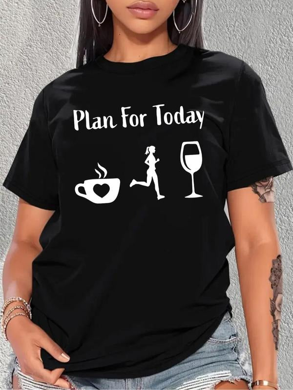 Plus Size Graphic Print Round Neck Tee, Casual Short Sleeve T-shirt, Women's Plus Size Clothing for Summer Daily Wear...