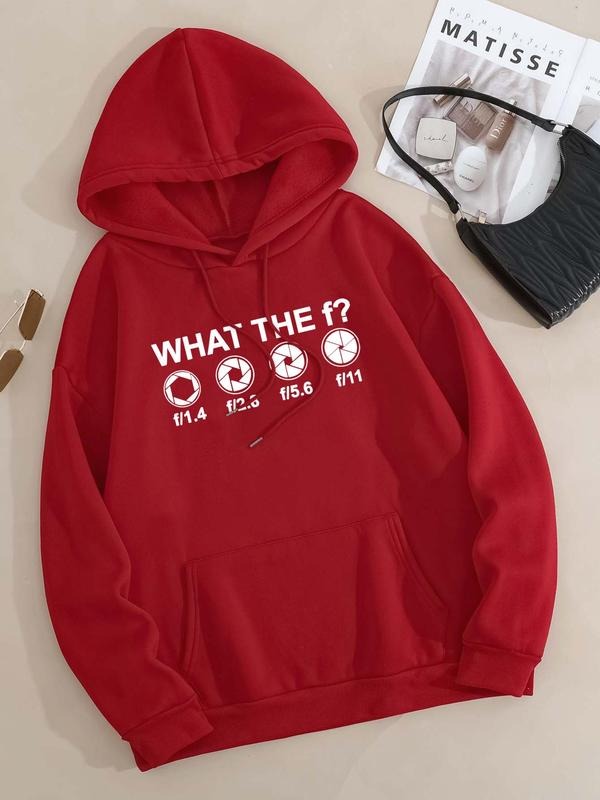 Plus Size Letter Graphic Print Drop Shoulder Hoodie, Fashion Casual Drawstring Pocket Hooded Sweatshirt for Daily Holiday...