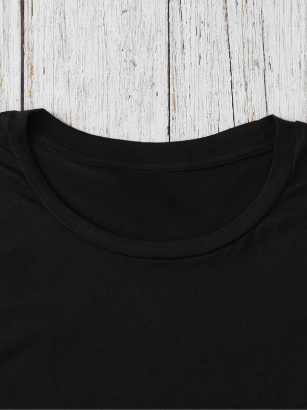 Plus Size Letter Print Round Neck Tee, Casual Crew Neck Short Sleeve T-shirt, Women Plus Clothing for Summer style 02...