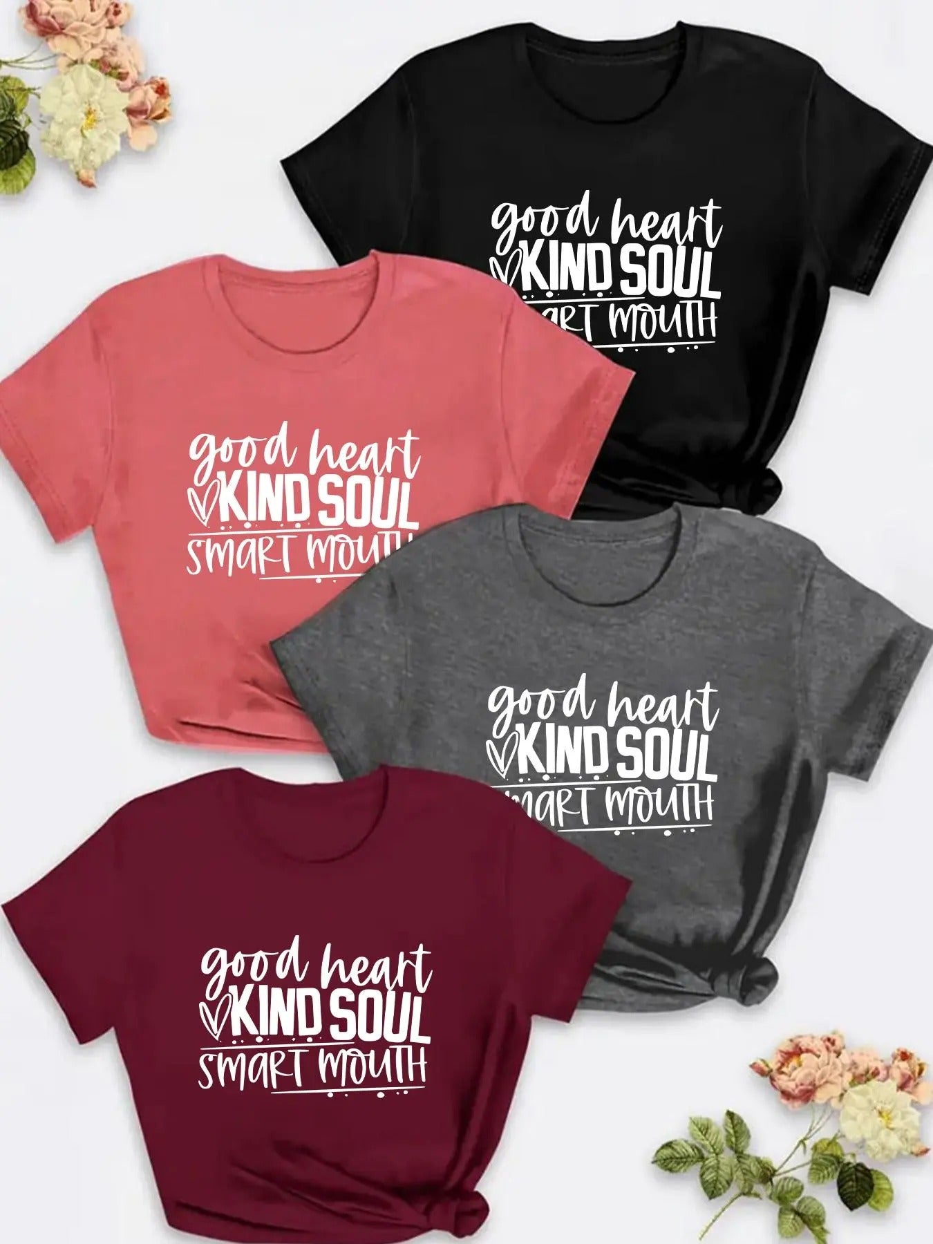 Plus Size Letter Print Round Neck Tee, Casual Short Sleeve Crew Neck T-shirt for Summer, Women's Plus Clothing for Daily...