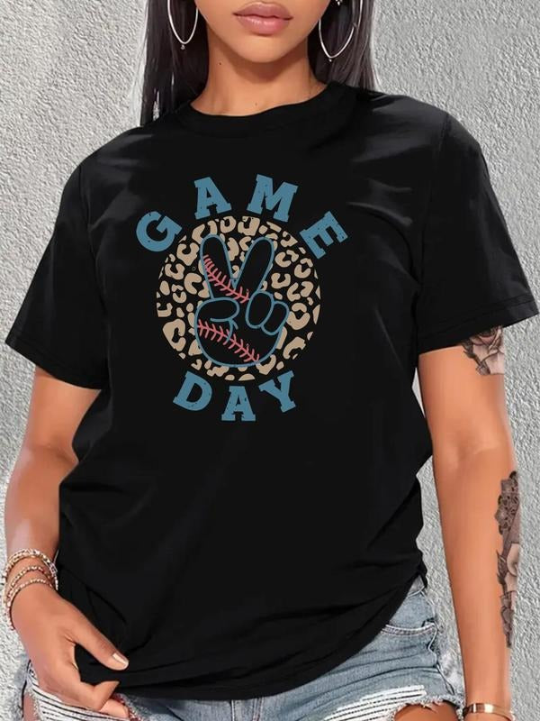 Plus Size Letter Print Round Neck Tee, Casual Short Sleeve T-Shirt for Summer, Women's Plus Clothing for Daily Wear style...