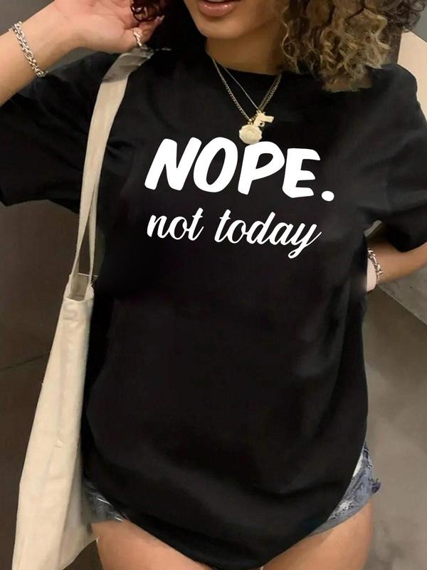 Plus Size Letter Print Round Neck Tee, Fashion Short Sleeve T-Shirt, Women Plus Clothing for Summer Hoodie, Sweatshirt