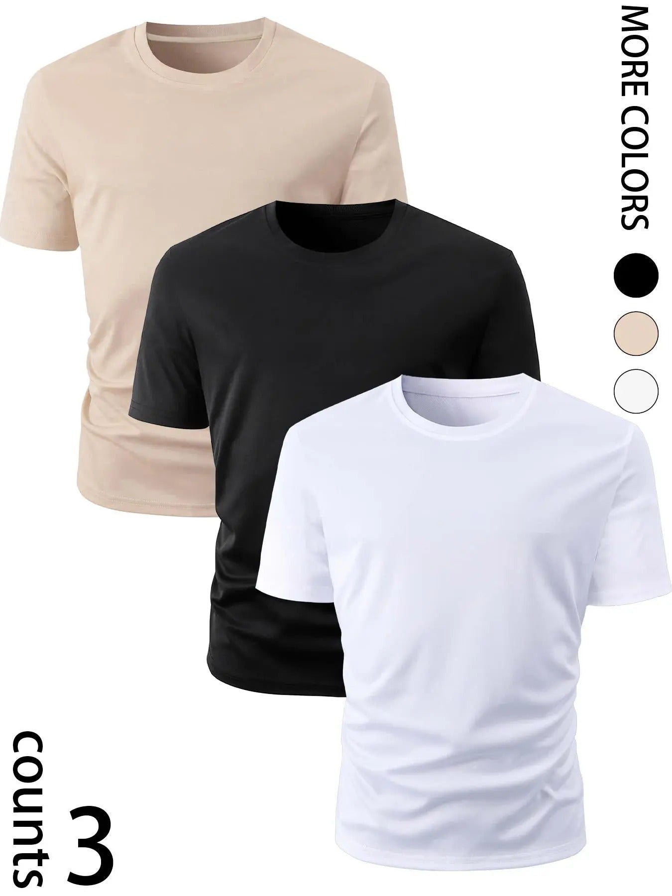 Plus Size Solid Color Short Sleeve Tee, Casual Basic Round Neck T-shirt for Daily Wear, Men's Plus Size Clothing for All...