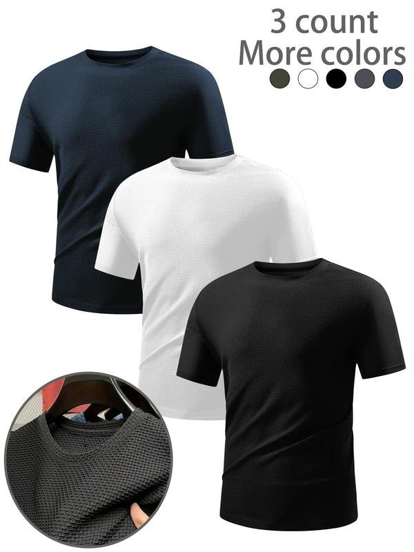 Plus Size Solid Color Short Sleeve Tee, Regular Fit Casual Comfy Round Neck T-shirt for Daily Wear, Men's Plus Size...