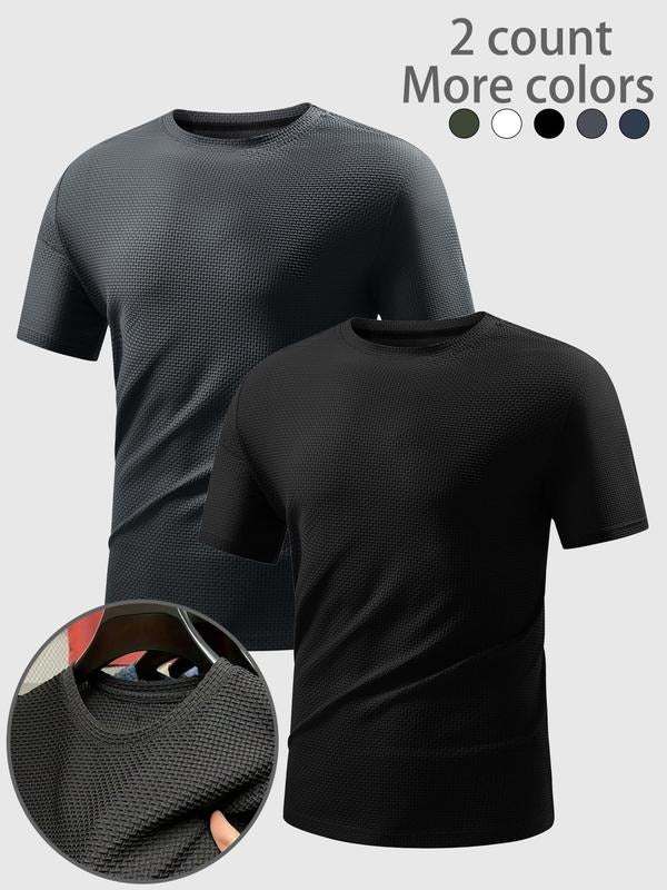 Plus Size Solid Color Short Sleeve Tee, Regular Fit Casual Comfy Round Neck T-shirt for Daily Wear, Men's Plus Size...