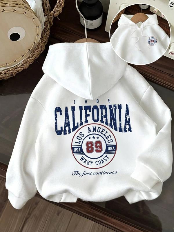 Pocket Hooded Drawstring Sweatshirt, California & Number 89 Print, Ideal Spring & Fall Wear, Comfortable Fashion...