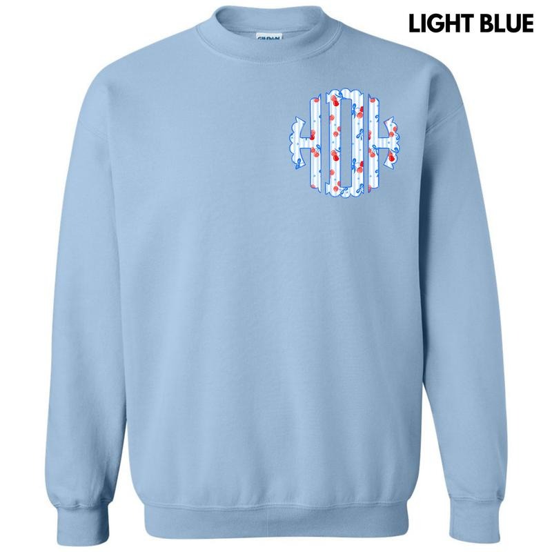 Pocket Size - Cherry Stripe Monogram Sweatshirt 'NLB' T-Shirts, Hoodie | HypeCrazeTee.com