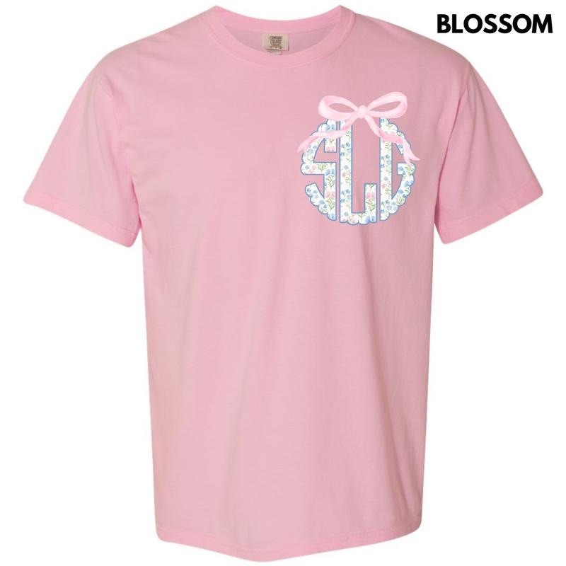 Pocket Size - Grandmillennial Floral Monogram Comfort Colors T-Shirt 'NLB' Hoodie, Sweatshirt | HypeCrazeTee.com