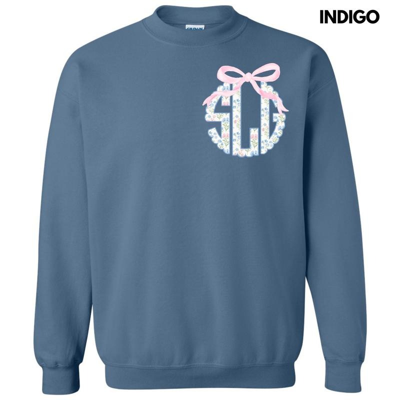 Pocket Size - Grandmillennial Floral Monogram Sweatshirt 'NLB' T-Shirts, Hoodie | HypeCrazeTee.com
