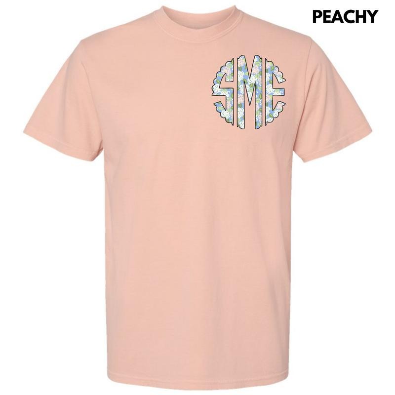 Pocket Size - Proper Floral Monogram Comfort Colors T-Shirt 'NLB' Hoodie, Sweatshirt | HypeCrazeTee.com
