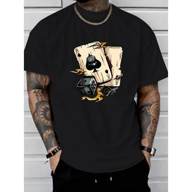 Poker A print tee shirt, Tees for Men, Casual Short Sleeve T-shirt for summer Made in USA Hoodie, Sweatshirt