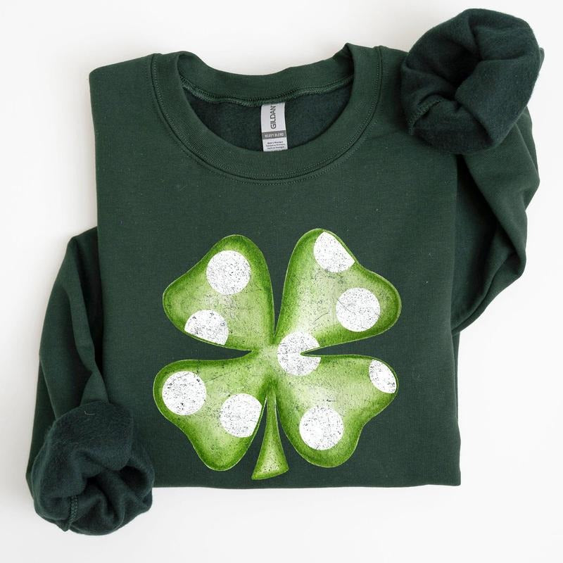 Polka Dot Shamrock, St Patrick's Day Sweatshirt T-Shirts, Hoodie | HypeCrazeTee.com
