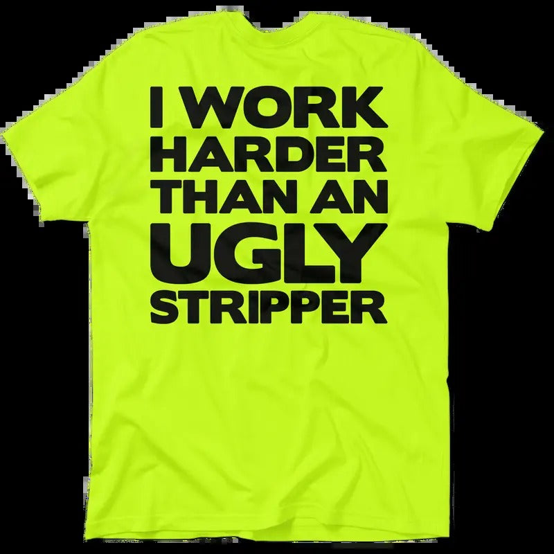 Work Harder - Men's Hi Visibility Safety Yellow Work T-Shirt Jersey Menswear Men's 30-Day Guarantee Cotton/Poly Blend |...