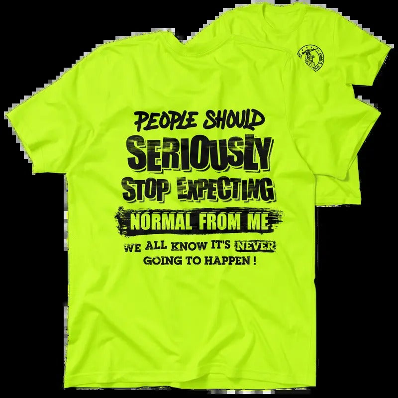 Should Stop Expecting - Men's Hi Visibility Safety Yellow Work T-Shirt Jersey Men's 30-Day Guarantee Cotton/Poly Blend |...