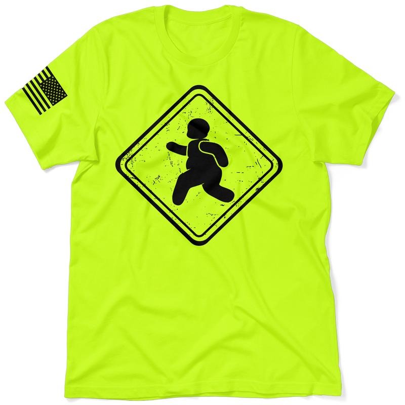 Fat-Guy Hi Visibility Safety Yellow Work T-Shirt Jersey Men's 30-Day Guarantee Cotton/Poly Blend Top with Blue Collar |...