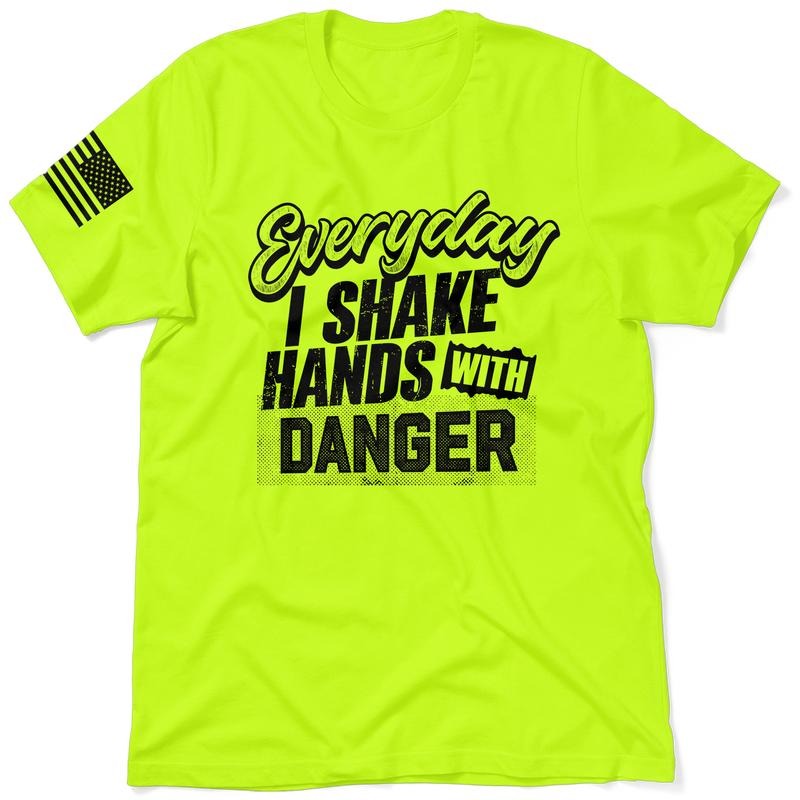 Shake Hands Hi Visibility Safety Yellow Work T-Shirt Jersey Men's 30-Day Guarantee Quality Cotton/Poly Blend Top with...