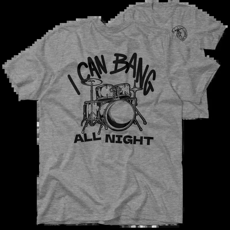 Bang All Night Heather Gray T-Shirt Jersey Men's 30-Day Guarantee Quality Cotton/Poly Blend with Blue Collar