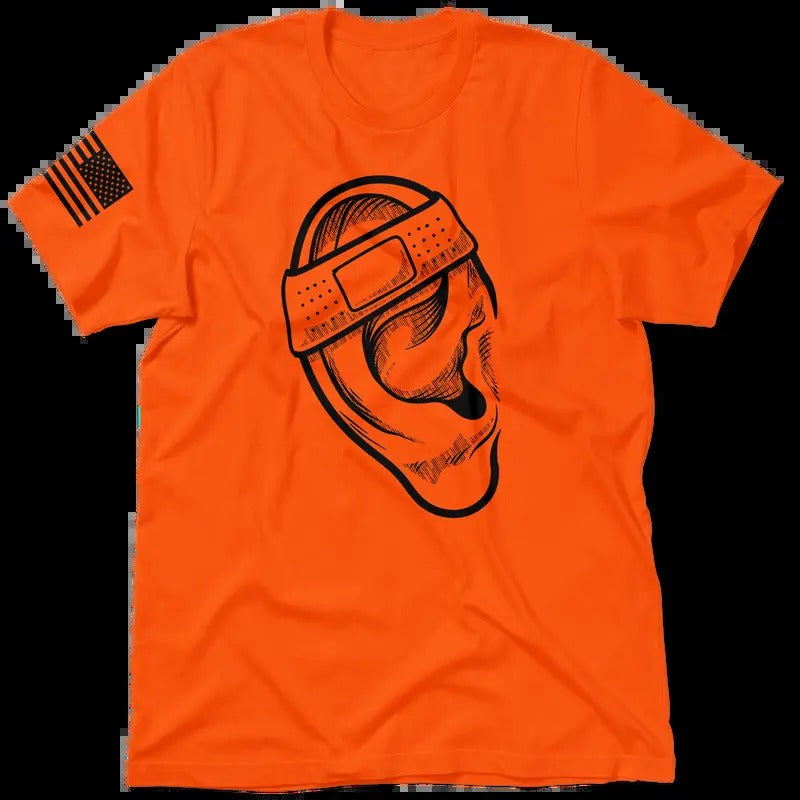 Ear Hi Visibility Safety Orange T-Shirt Jersey Men's 30-Day Guarantee Quality Cotton/Poly Blend with Blue Collar