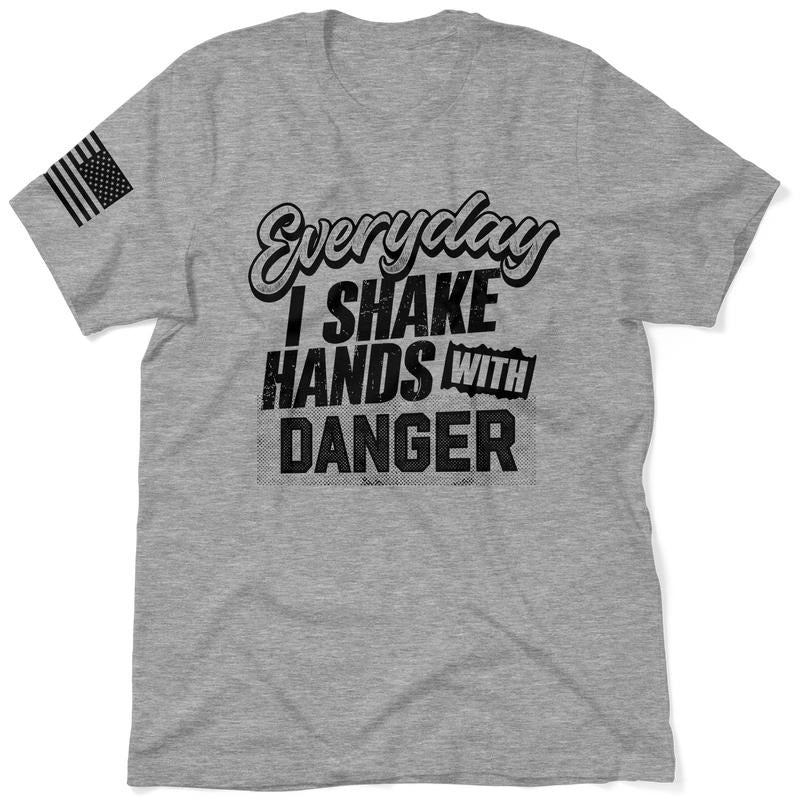 Shake Hands Heather Gray T-Shirt Jersey Men's 30-Day Guarantee Quality Cotton/Poly Blend with Blue Collar