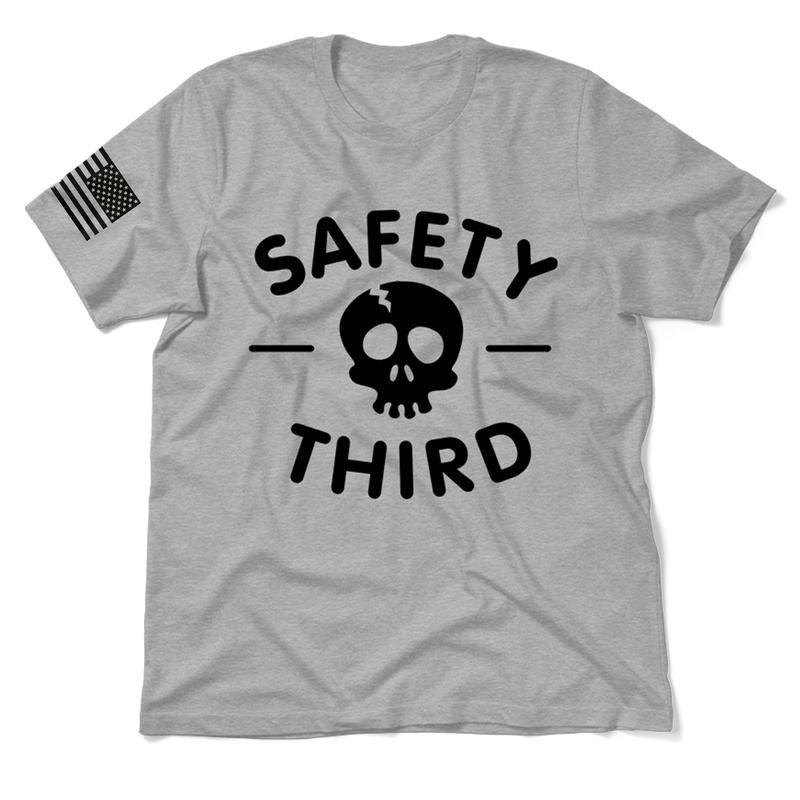 Safety Third Heather Gray T-Shirt Jersey Men's 30-Day Guarantee Quality Cotton/Poly Blend with Blue Collar