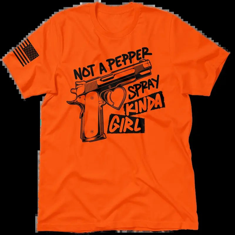 Pepper Spray Hi Visibility Safety Orange T-Shirt Jersey Men's 30-Day Guarantee Quality Cotton/Poly Blend with Blue Collar