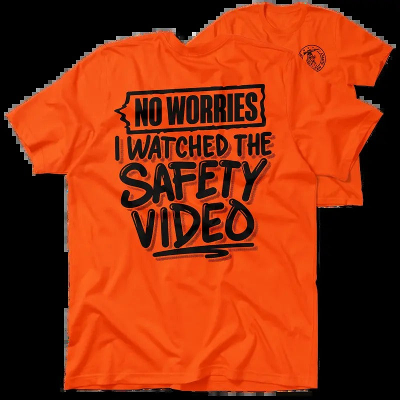 Safety Video Hi Visibility Safety Orange T-Shirt Jersey Men's 30-Day Guarantee Quality Cotton/Poly Blend with Blue Collar