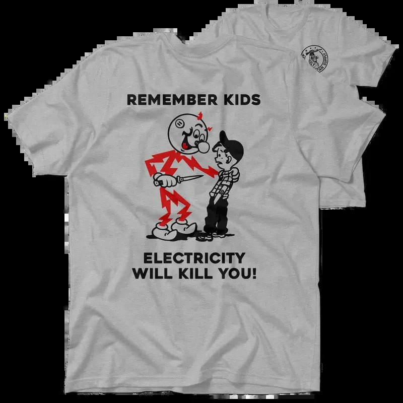 Remember Kids Heather Gray T-Shirt Jersey Men's 30-Day Guarantee Quality Cotton/Poly Blend with Blue Collar