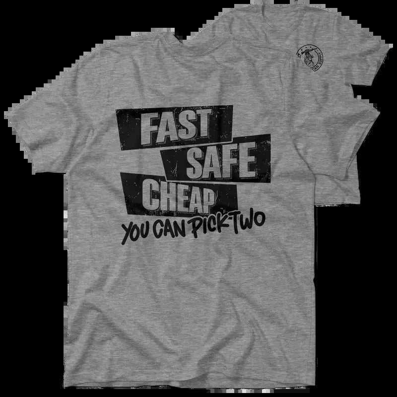 Fast Safe Cheap Heather Gray T-Shirt Men's 30-Day Guarantee Quality Cotton/Poly Blend with Blue Collar
