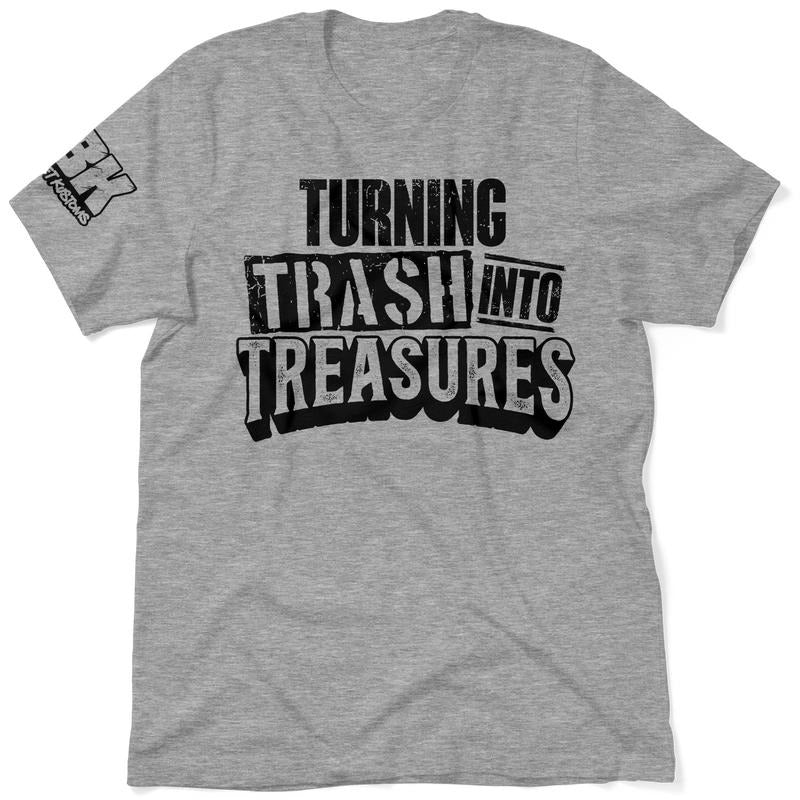 FBK Treasures Heather Gray T-Shirt Men's 30-Day Guarantee Quality Cotton/Poly Blend with Blue Collar, Top Apparel |...