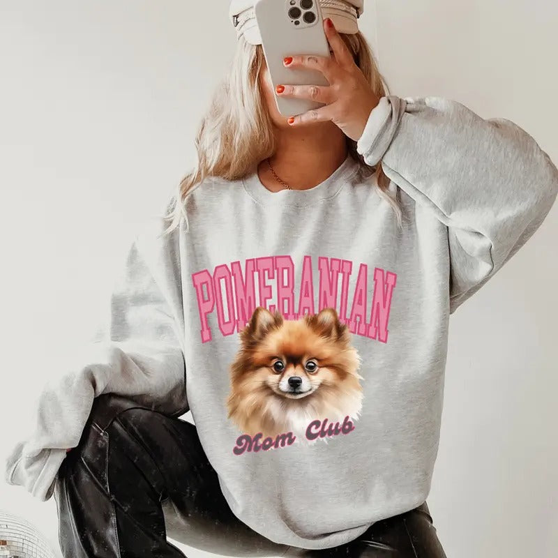 Pomeranian Mom Club Sweatshirt ~ Sweatshirt Unisex Apparel Relaxed Fit Printed in the USA Clothing Womenswear Casual and...