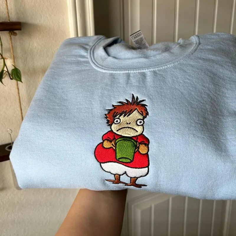 Ponyo Embroidered Unisex Crewneck Sweater | Anime | Studio Ghibli | Ponyo Anime T-shirt Gift | Ponyo Gift | Anime Sweater...