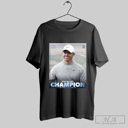 Poster Rory Mcilroy Champion 2025 Att Pebble Beach Pro Am Claims 27th Tour Victory T Shirt