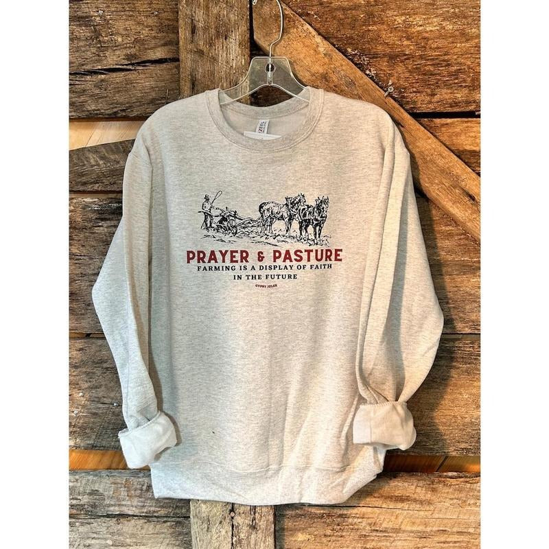 Prayer and Pasture  Hoodie and Sweater; T-shirt Cotton Menswear Polyester Tops Sweatshirt | HypeCrazeTee.com