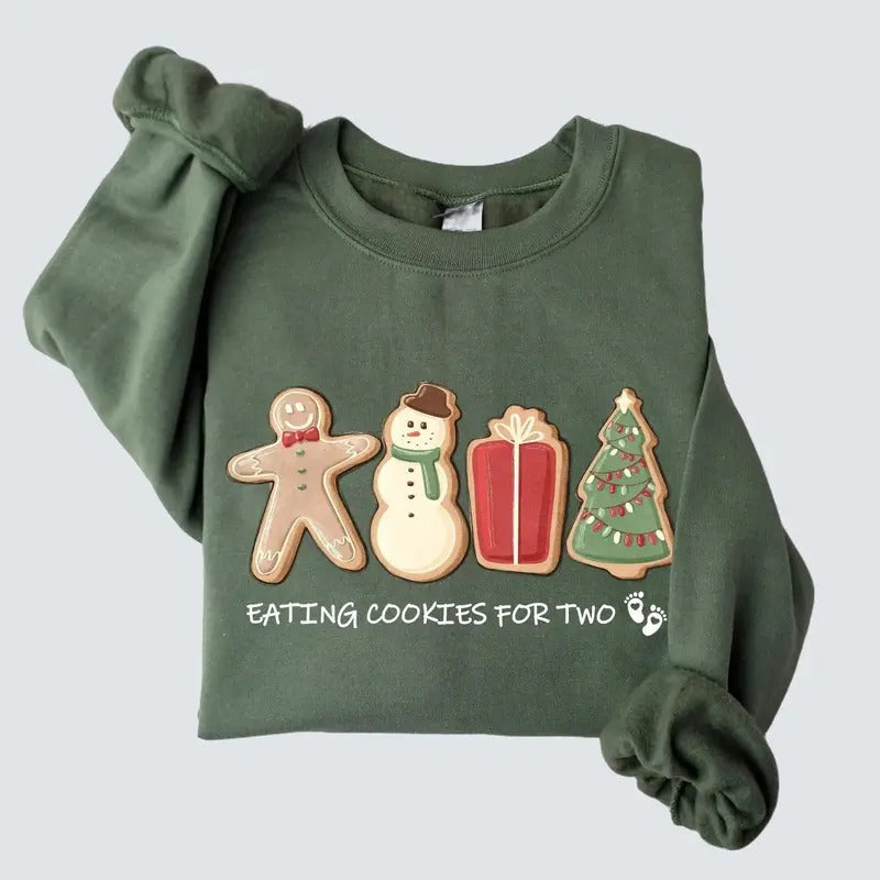 Pregnancy Christmas Shirt, Funny Maternity Xmas Sweatshirt, Pregnant Holiday Shirt, Gingerbread Cookie Reveal Tee, Xmas...