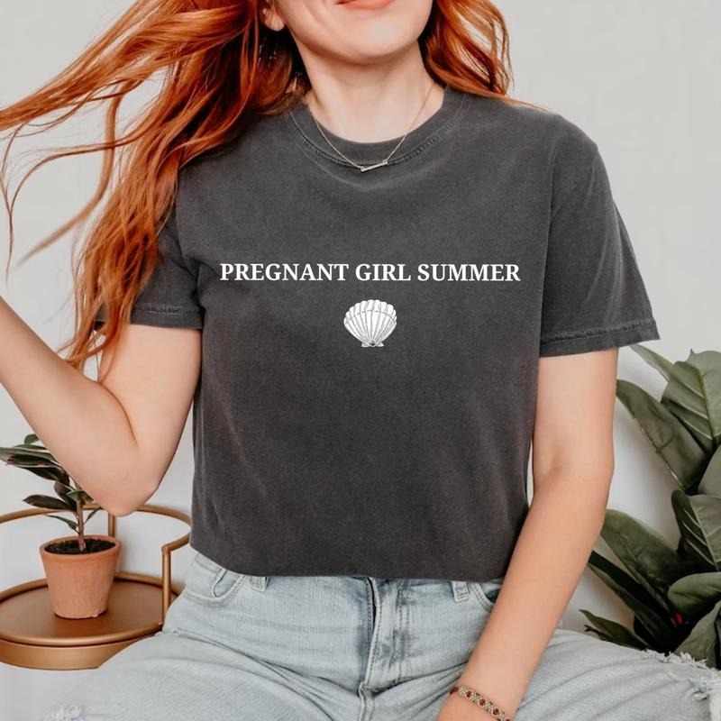 Pregnant Girl Summer T-Shirt, Pregnancy Announcement Shirt, Baby Shower Shirt, Girl Mama Shirt, Baby Reveal Tee Hoodie,...