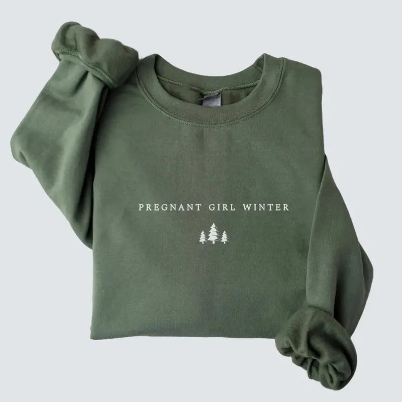 Pregnant Girl Winter Pregnancy Announcement Mother Be Pregnant New Mom T-Shirts, Hoodie, Sweatshirt
