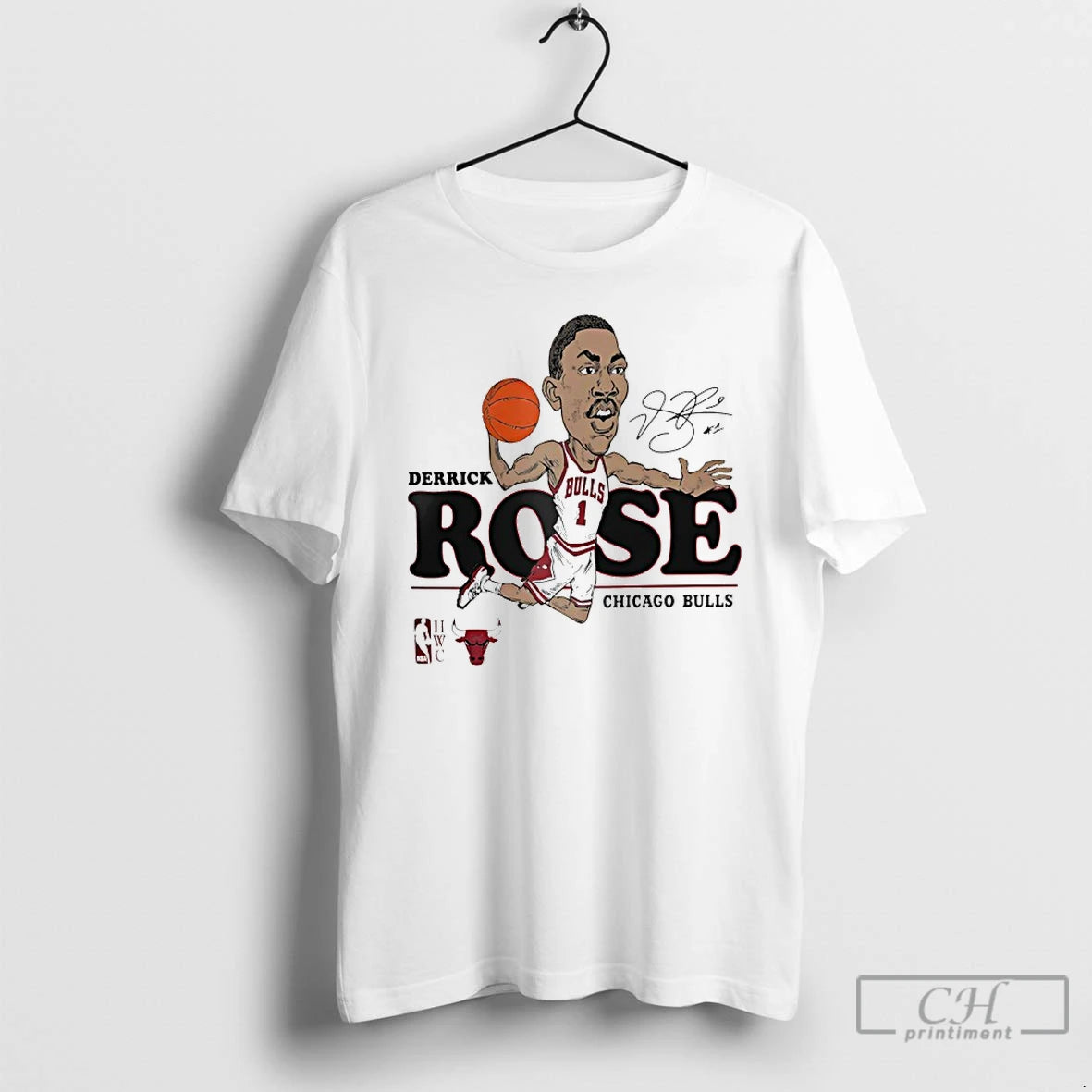 Premium Derrick Rose Chicago Bulls Nba Caricature Signature T-Shirts, Hoodie, Sweatshirt | HypeCrazeTee.com