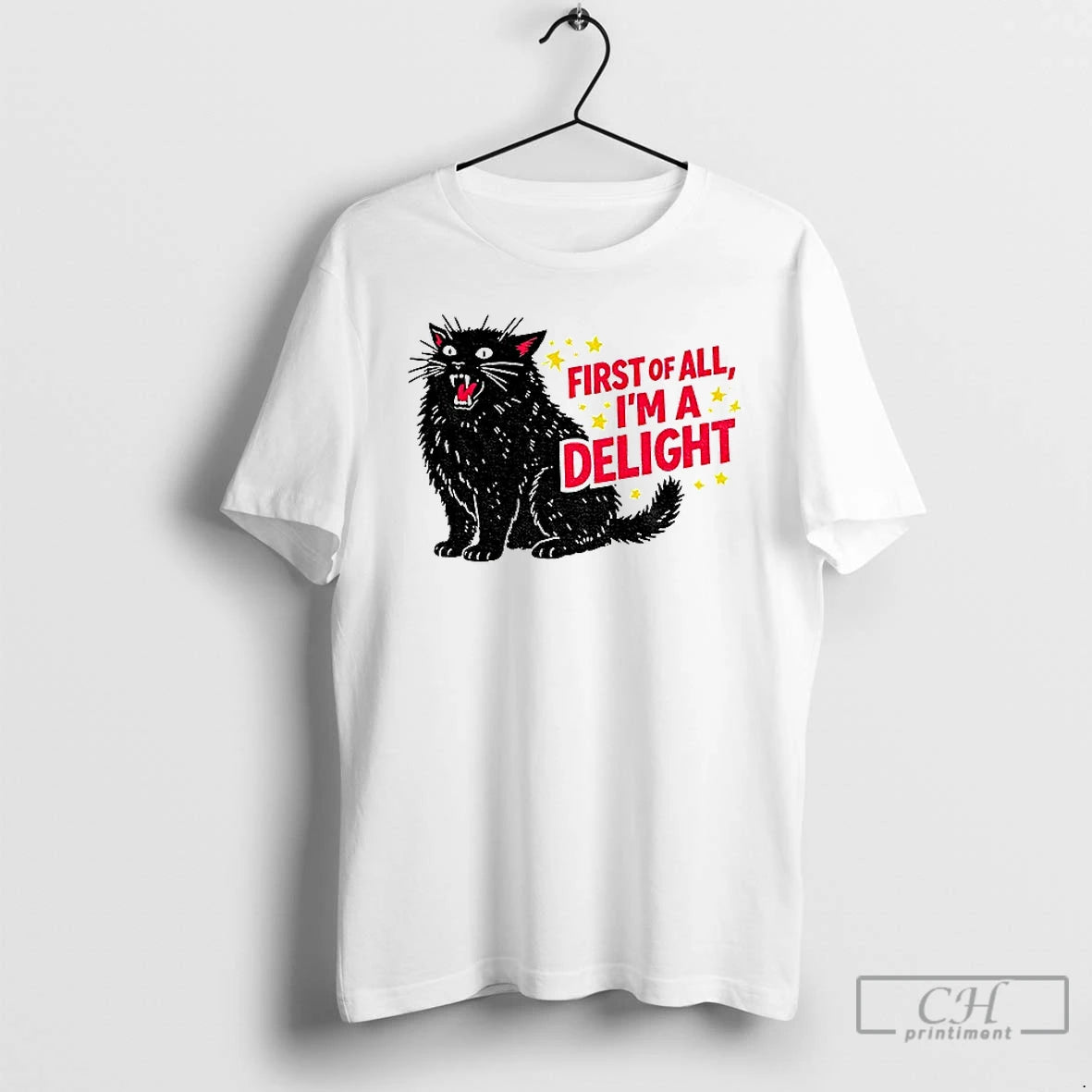 Premium Fierce Black Cat First Of All Im A Delight T-Shirts, Hoodie, Sweatshirt | HypeCrazeTee.com