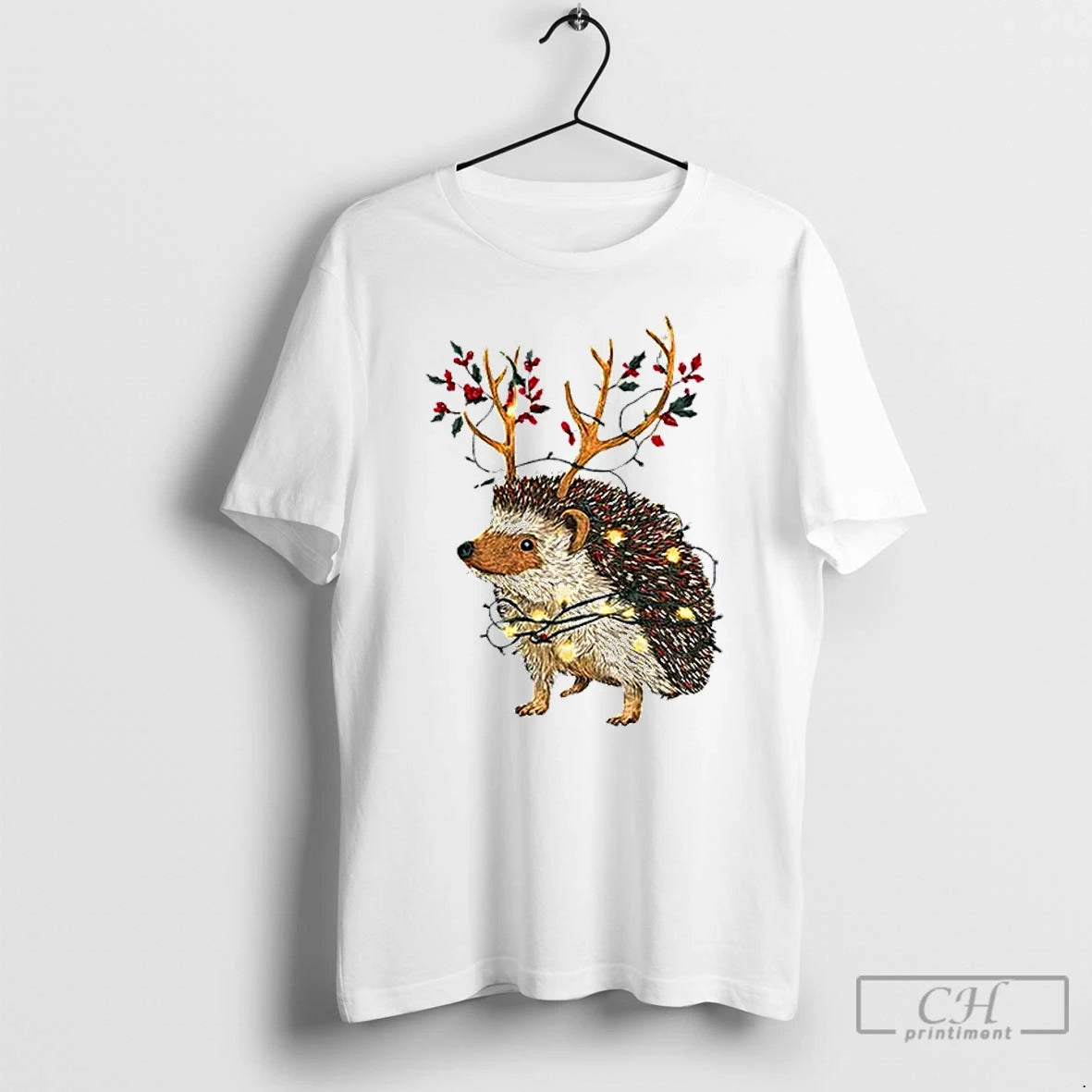 Premium Hedgehog Reindeer Light Merry Christmas T-Shirts, Hoodie, Sweatshirt | HypeCrazeTee.com