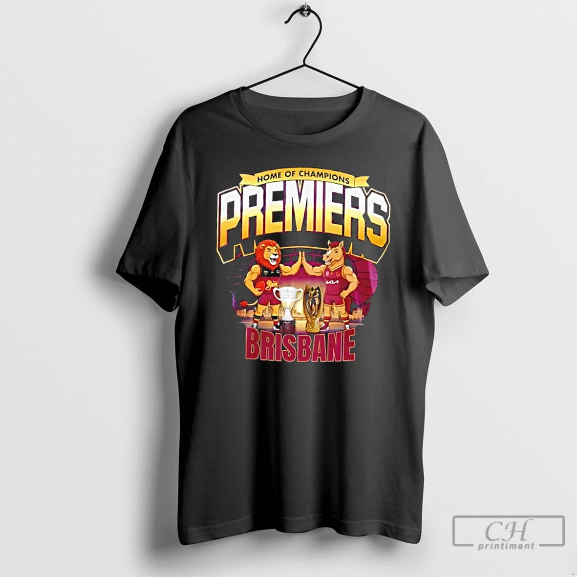 Premium Home Of Champions Premiers Brisbane Lions X Brisbane Broncos 2 Sided T Shirts