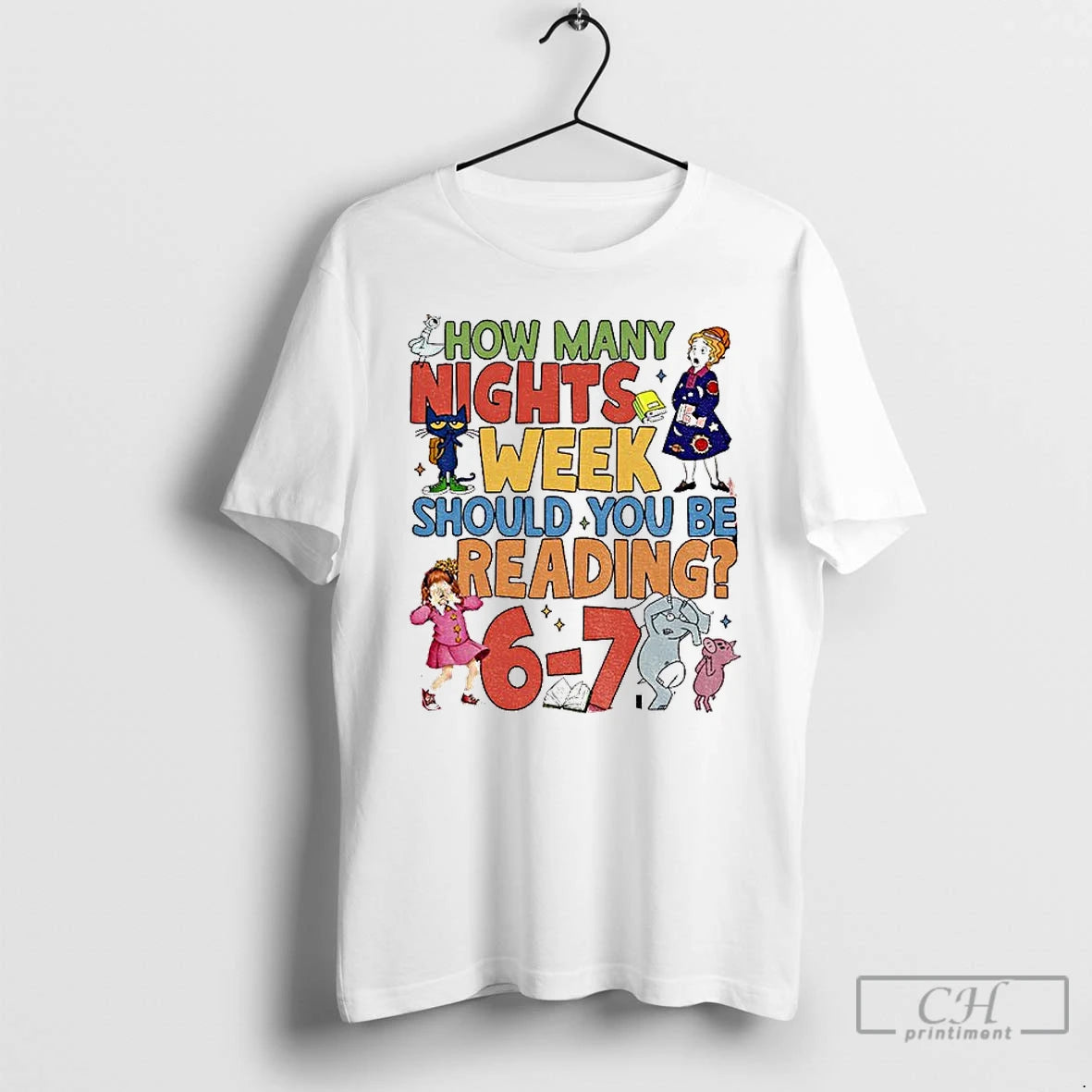Premium How Many Nights A Week Should You Be Reading 6 7 Childrens Books T-Shirts, Hoodie, Sweatshirt | HypeCrazeTee.com