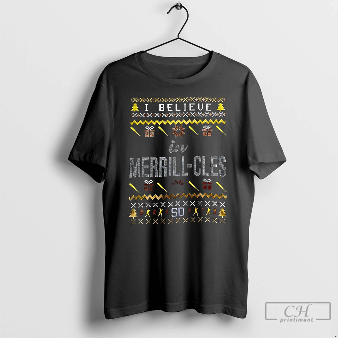 Premium I Believe In Merrillcles San Diego Padres Ugly Xmas T-Shirts, Hoodie, Sweatshirt | HypeCrazeTee.com