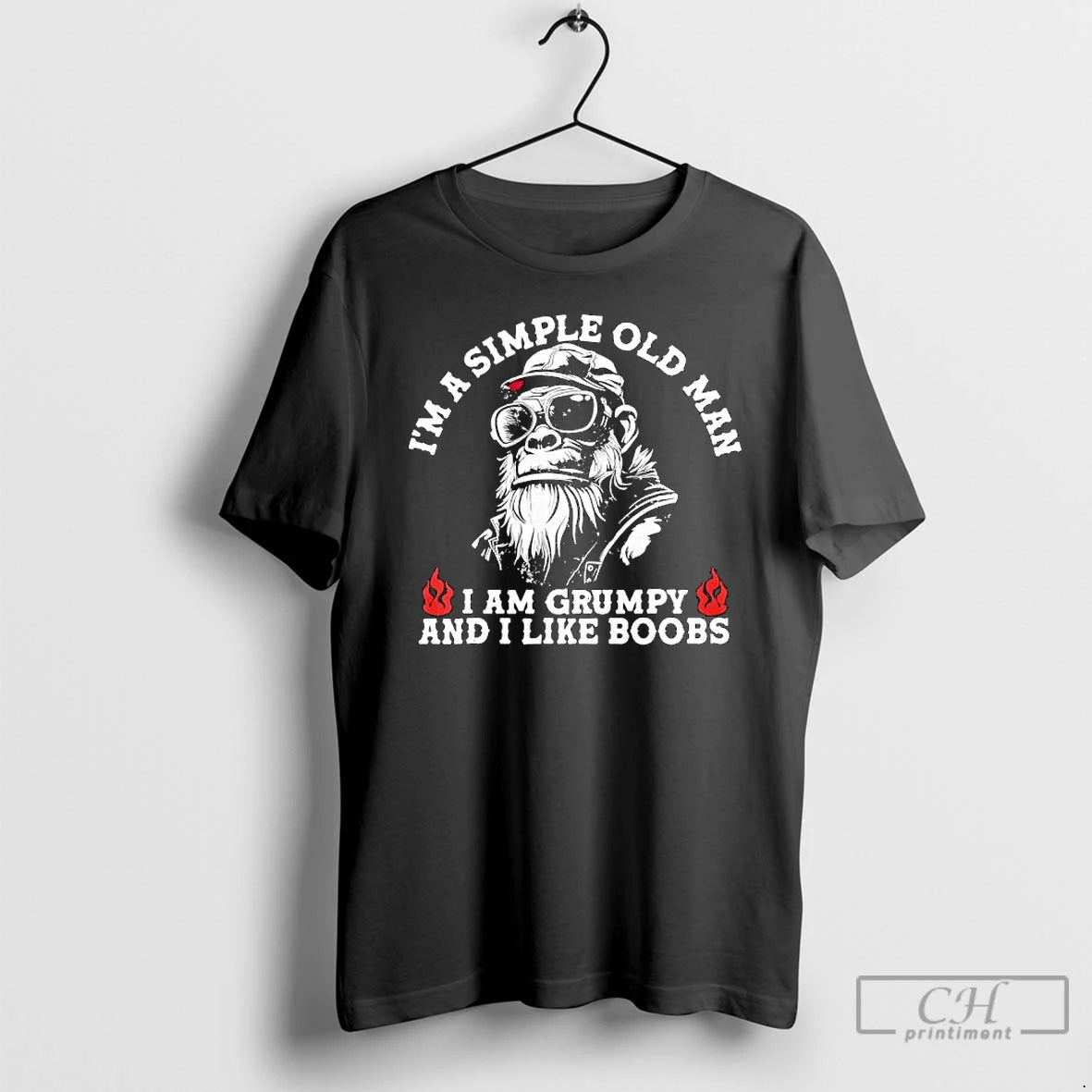 Premium Im A Simple Old Man I Am Grumpy And I Like Boobs Monkey T-Shirts, Hoodie, Sweatshirt | HypeCrazeTee.com