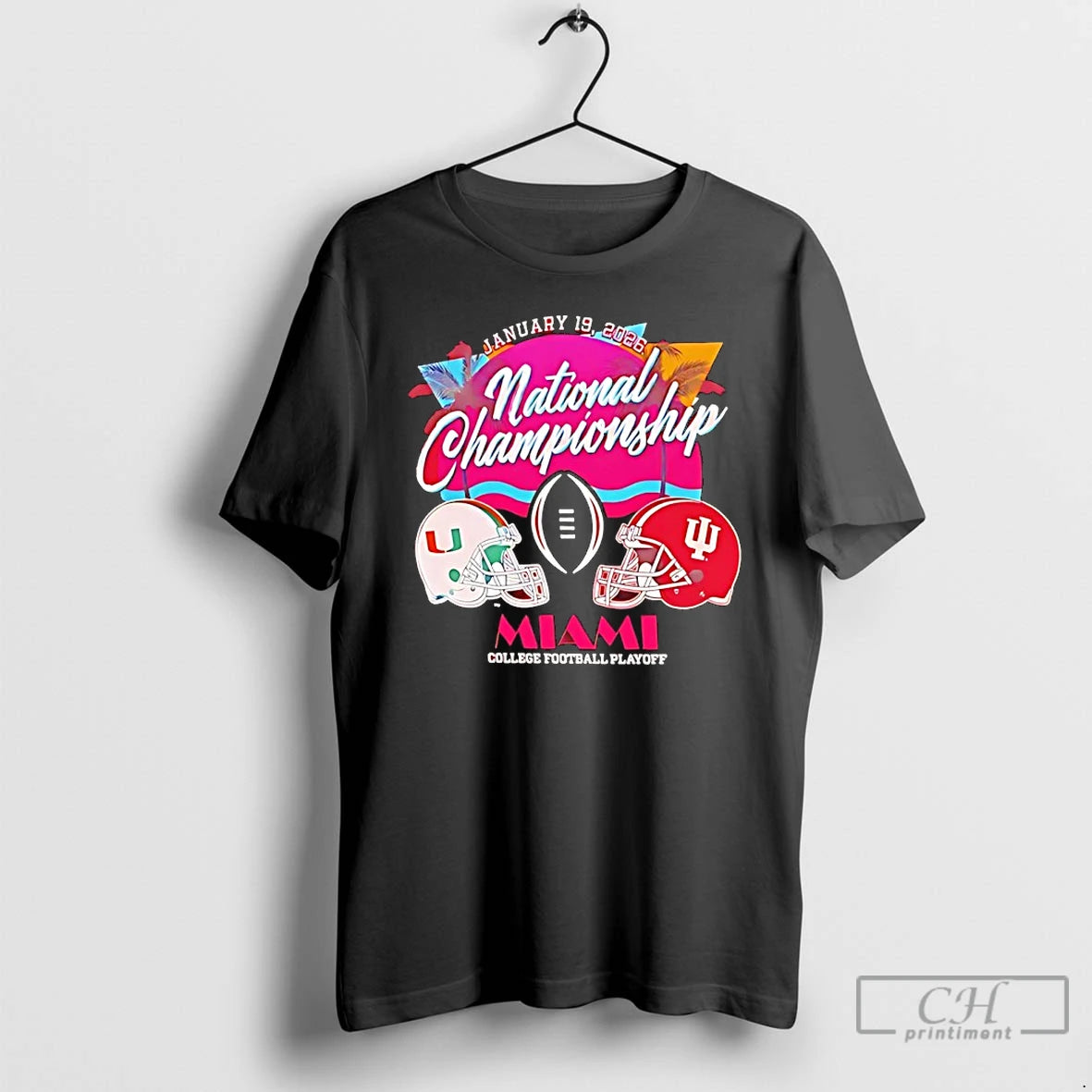 Premium Indiana Vs Miami 2026 Cfp National Championship Bound Sunset Helmets T-Shirts, Hoodie, Sweatshirt | HypeCrazeTee.com