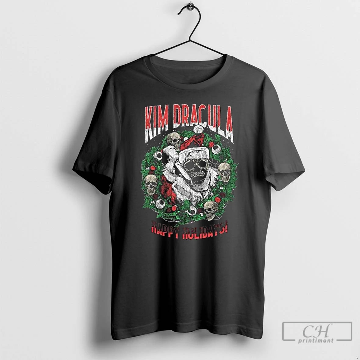 Premium Kim Dracula Santa Wreath T-Shirts, Hoodie, Sweatshirt | HypeCrazeTee.com
