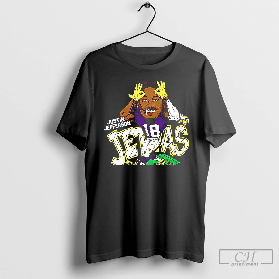 Premium Minnesota Vikings Justin Jefferson Caricature Player Graphic T Shirts