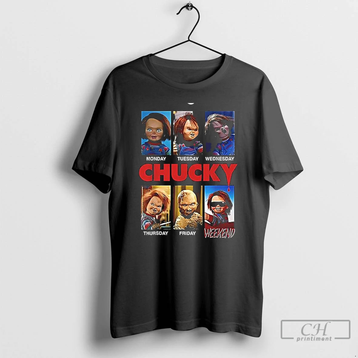 Premium Monday Tuesday Thursday Friday Weekend Chucky Doll Movie Wall Art T Shirts