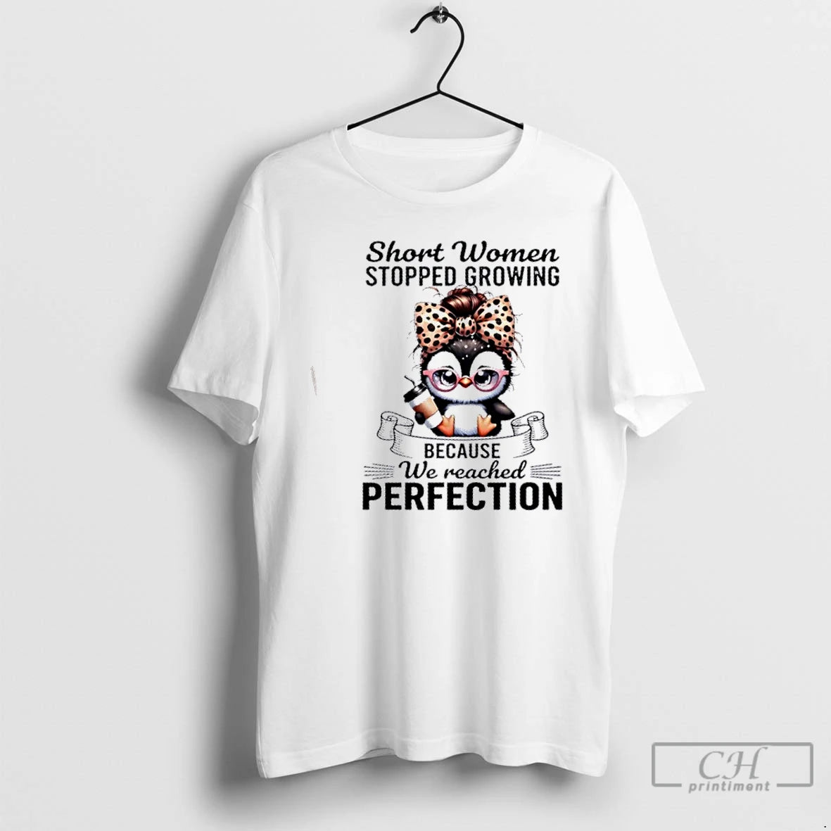 Premium Penguin Short Women Stopped Growing Because We Reached Perfection T-Shirts, Hoodie, Sweatshirt | HypeCrazeTee.com