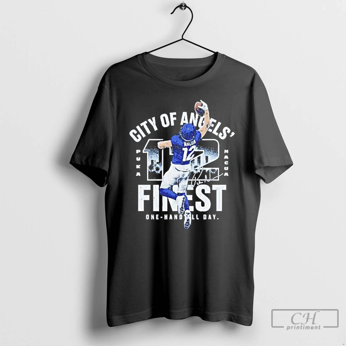 Premium Puka Nacua One Handed Grab City Of Angels Finest T-Shirts, Hoodie, Sweatshirt | HypeCrazeTee.com