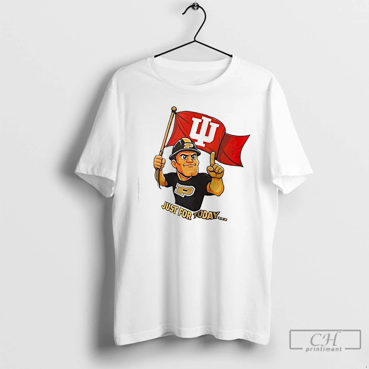 Premium Purdue Boilermakers Holding Iu Flag Just For Taday T-Shirts, Hoodie, Sweatshirt | HypeCrazeTee.com